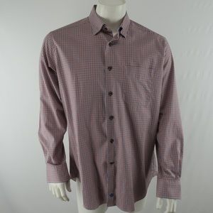 David Donahue Button Up Shirt‎ Mens Size Large Blue Orange Cotton